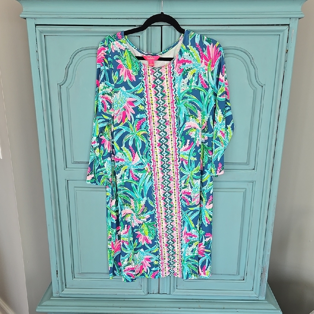 Lilly Pulitzer Long Sleeve Dress - Blue and Pink Floral